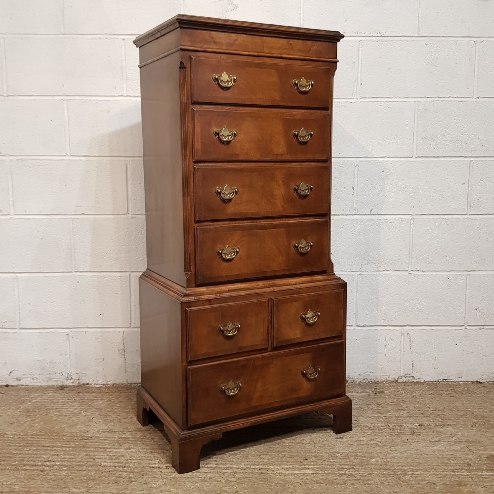 AN ANTIQUE WALNUT DWARF CHEST ON CHEST C1920 View VIII