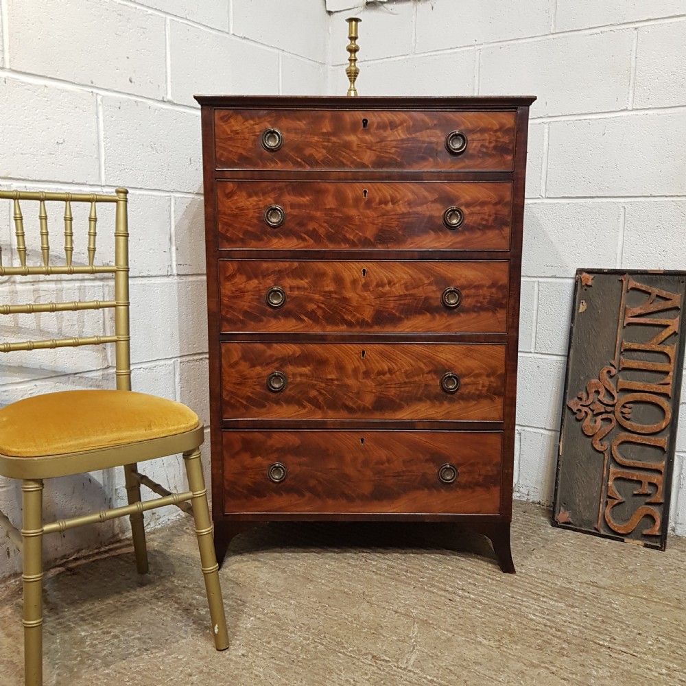 A LATE VICTORIAN MAHOGANY FIVE HEIGHT CHEST OF DRAWERS C1880