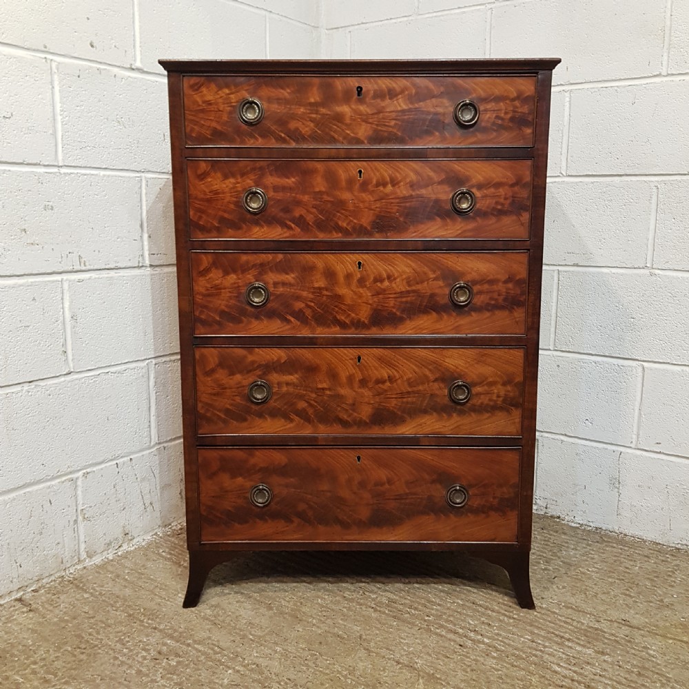 A LATE VICTORIAN MAHOGANY FIVE HEIGHT CHEST OF DRAWERS C1880 View III