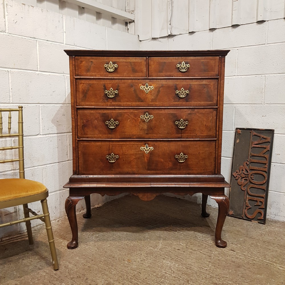 A GEORGE 3rd WALNUT AND OAK CHEST ON STAND C1780