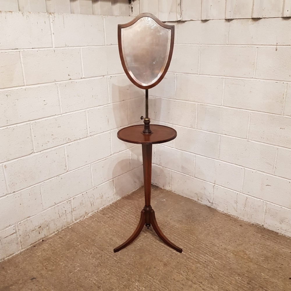 A LATE VICTORIAN MAHOGANY SHAVING STAND WITH MIRROR C1900