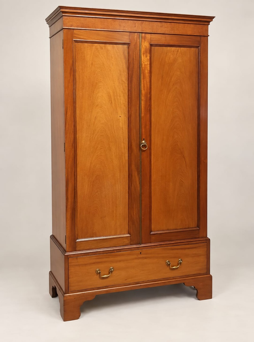 AN EDWARDIAN MAHOGANY DOUBLE WARDROBE C1890
