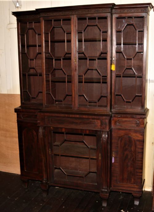 Breakfront Mahogany Bookcase.