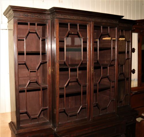 fig 1. Breakfront mahogany bookcase.