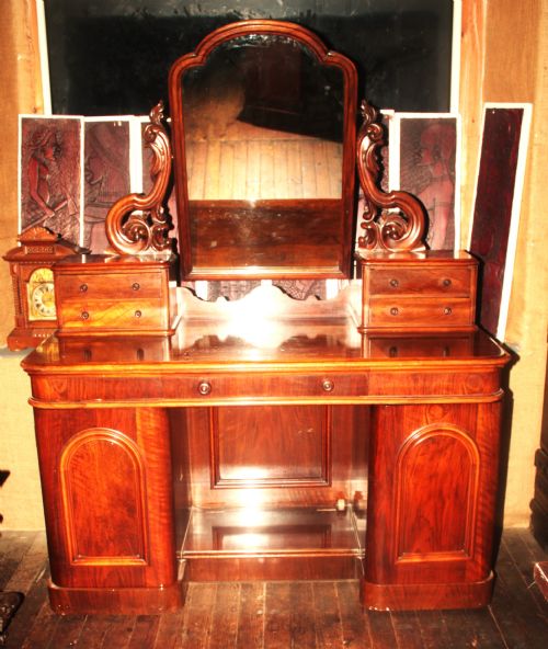 fig 1. Victorian walnut and mahogany dressing chest/table.
