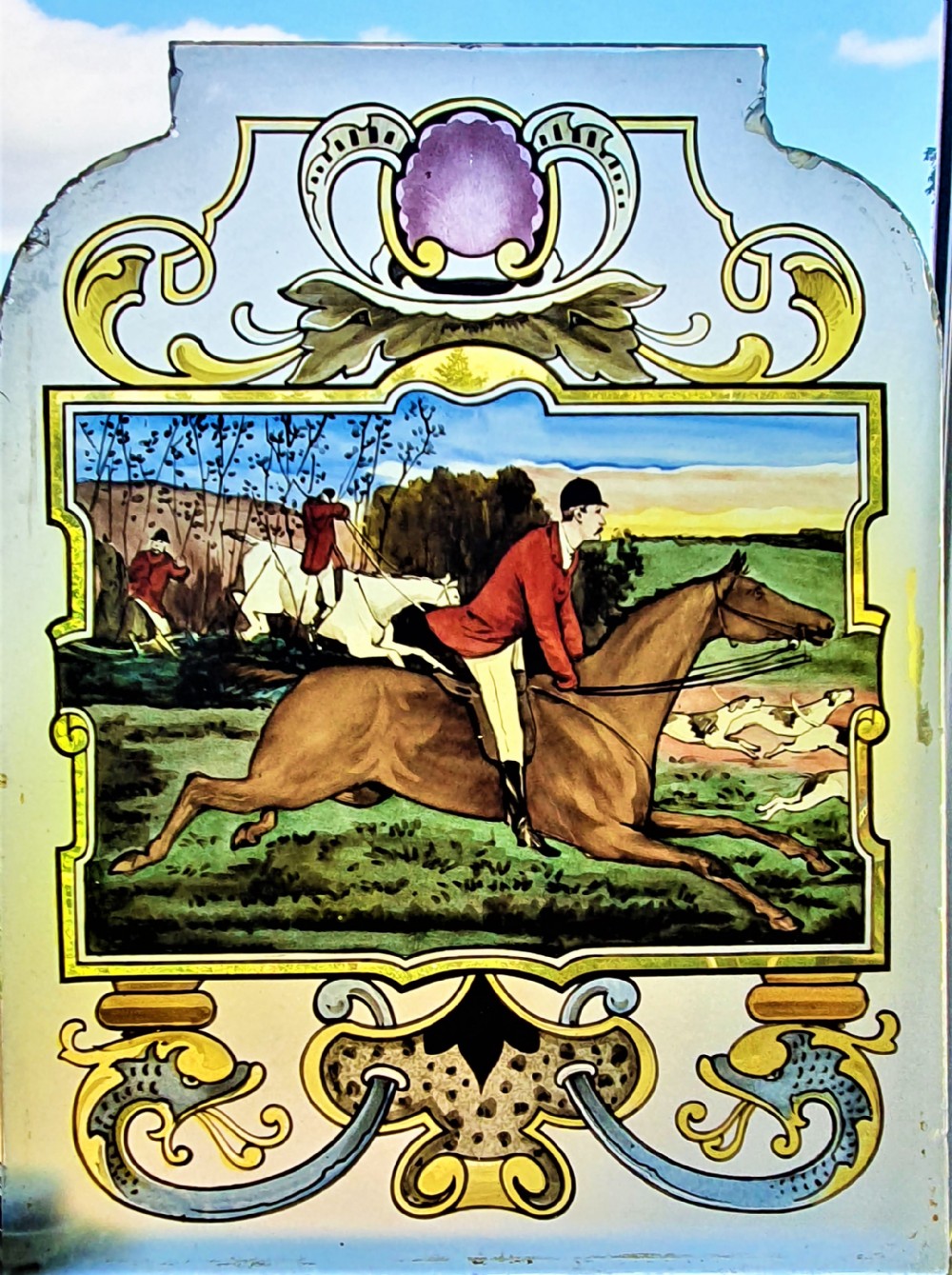 victorian hand-painted window.