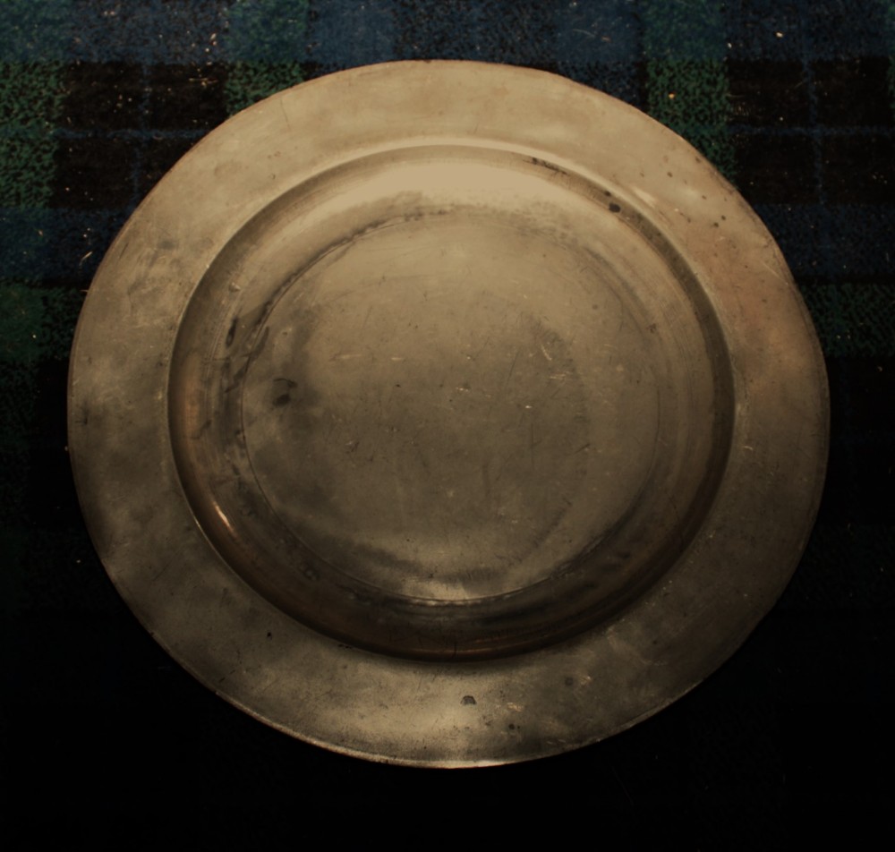 Large pewter plate circa 1800.