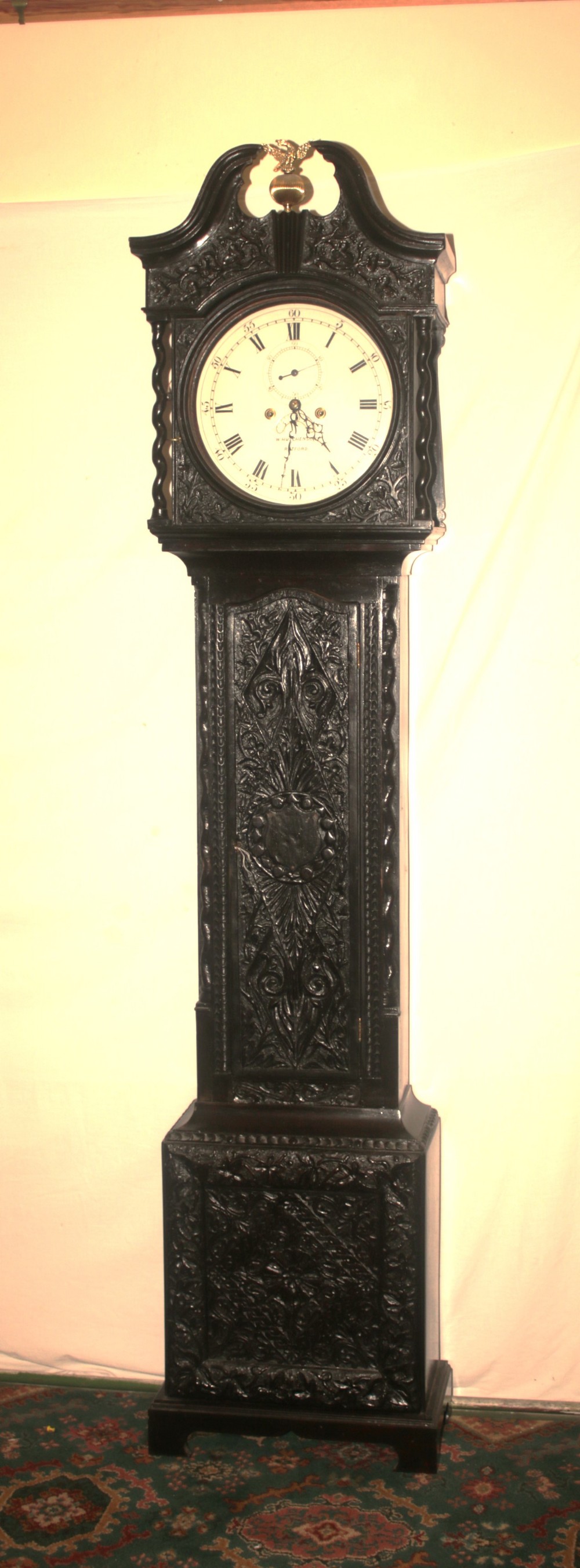 oak grandfather clock.