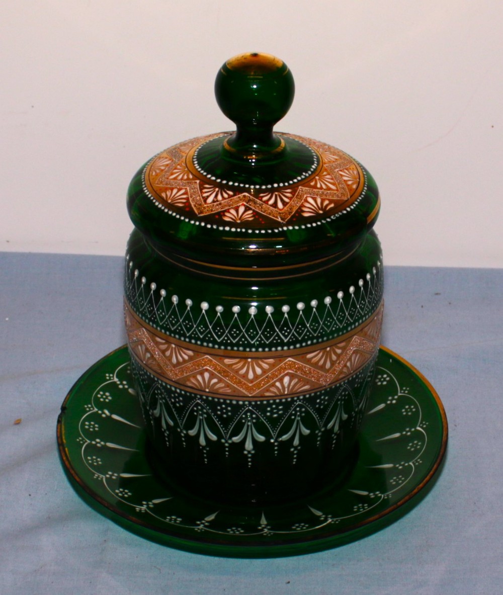 Victorian glass biscuit barrel.