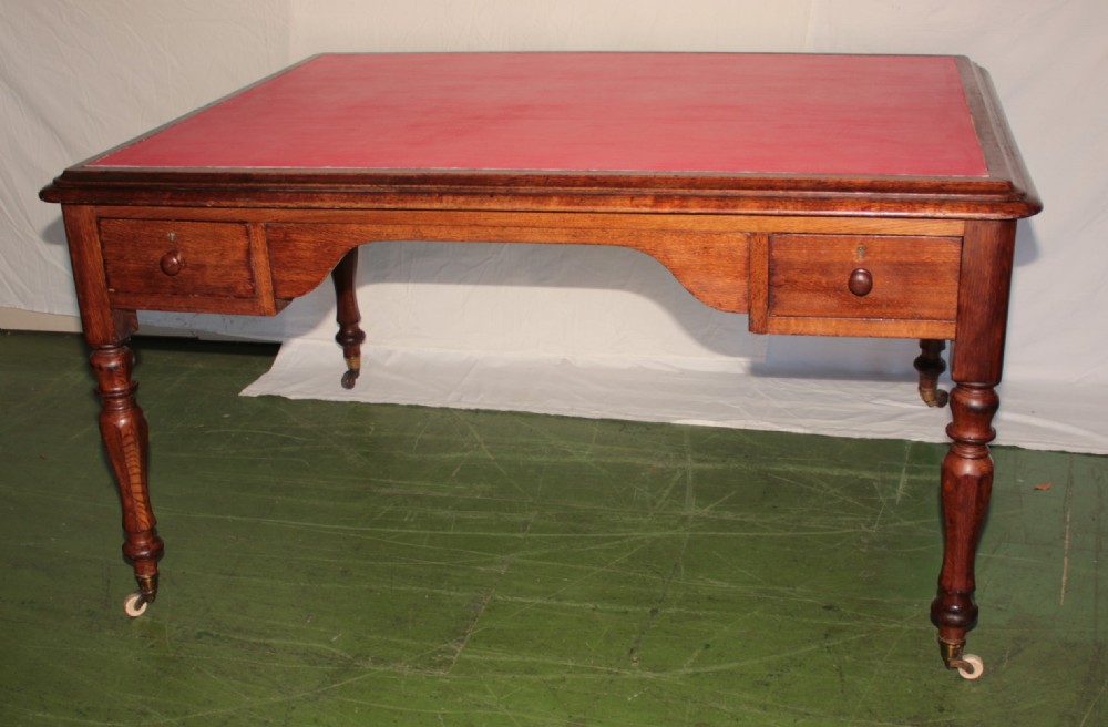 Victorian oak library desk