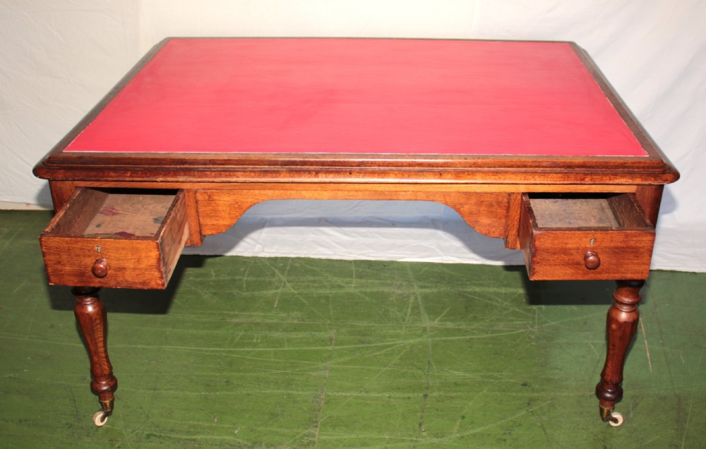 Victorian oak library desk View VI