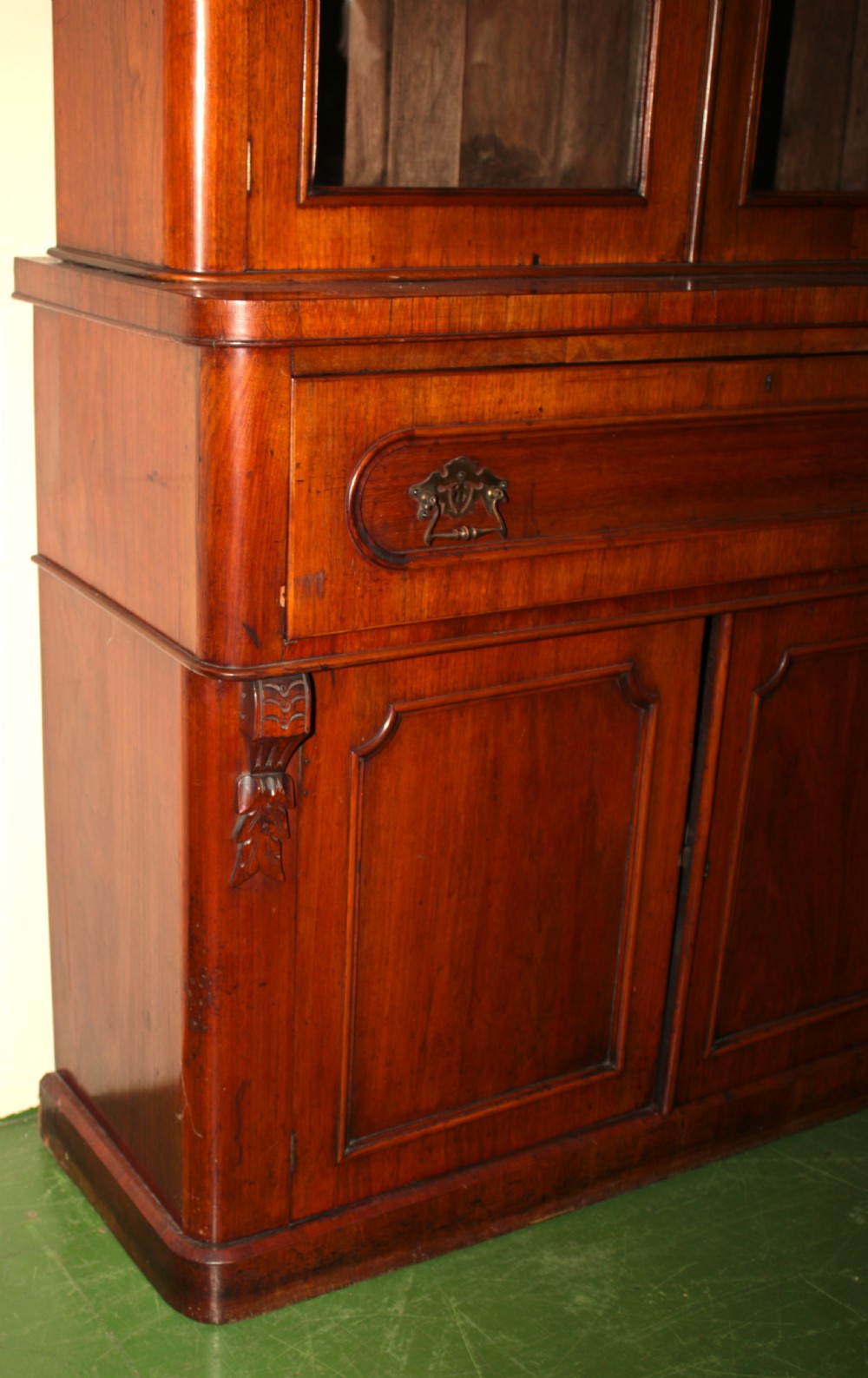 Victorian walnut secretaire bookcase. View IV
