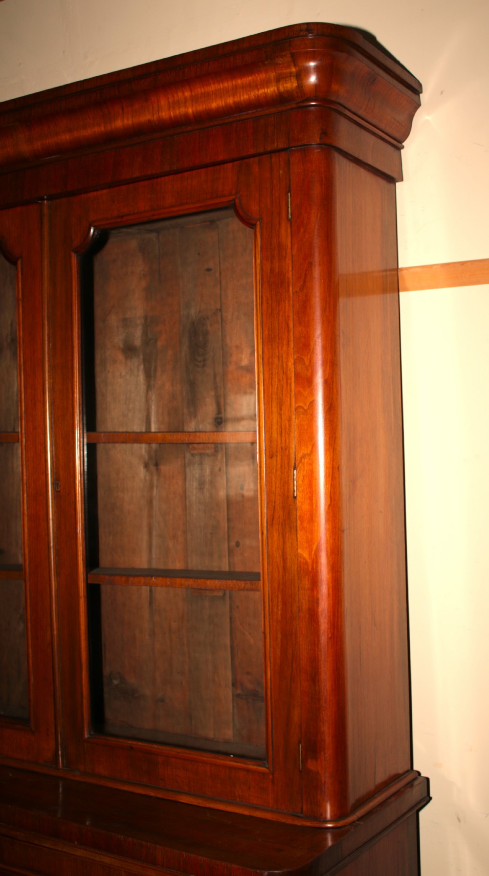 Victorian walnut secretaire bookcase. View VI