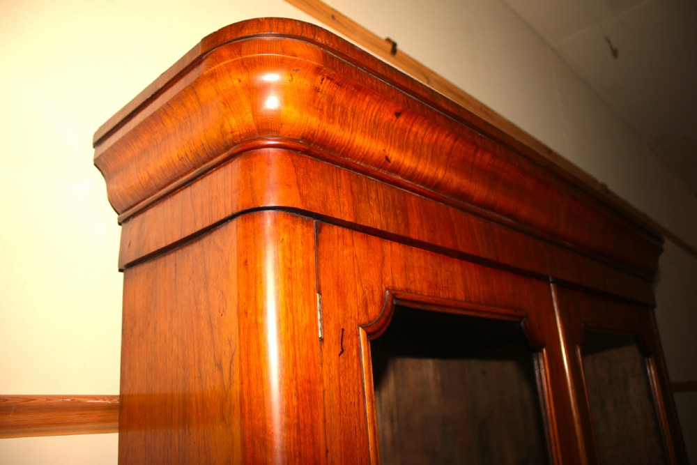 Victorian walnut secretaire bookcase. View IX