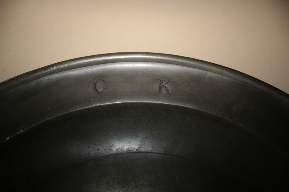 large pair pewter plates 18th century. View II