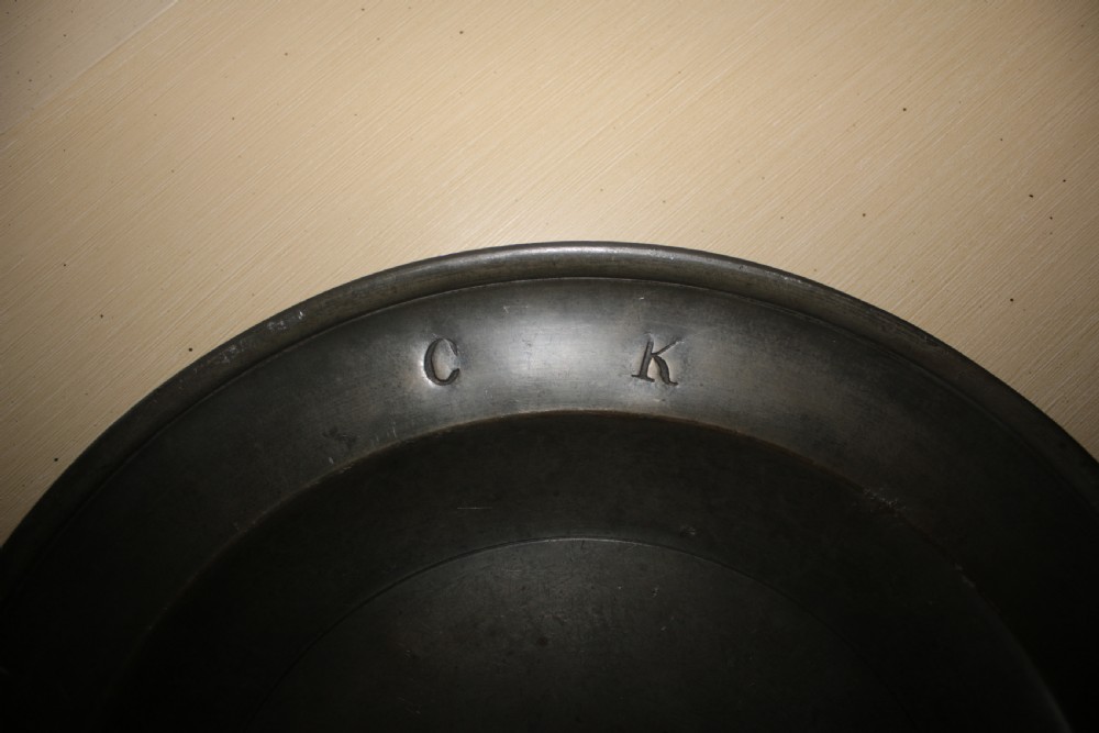 large pair pewter plates 18th century. View III