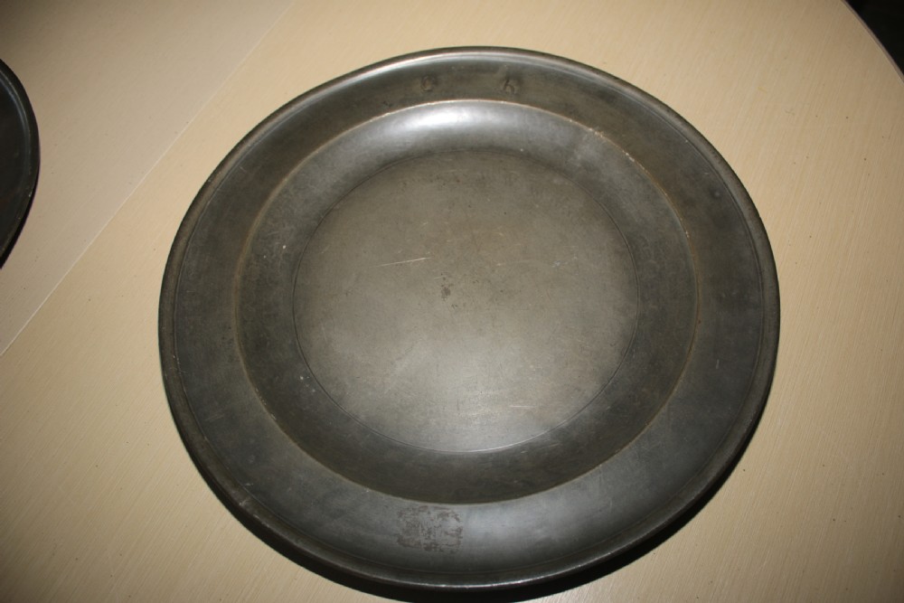 large pair pewter plates 18th century. View VII