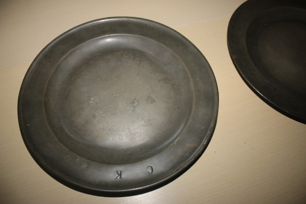 large pair pewter plates 18th century. View VIII