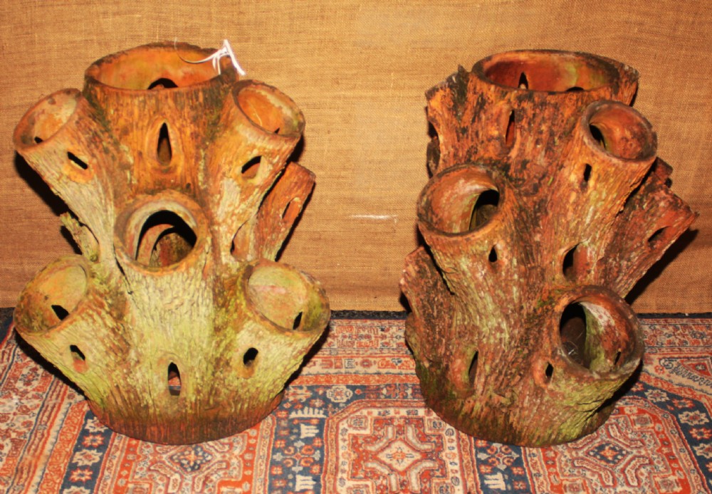 2 Victorian strawberry garden pots.