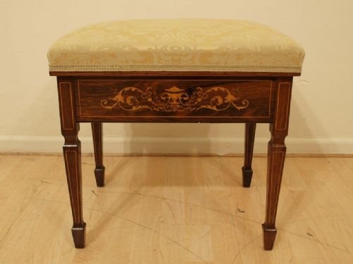 A Rosewood Inlaid Edwardian Period Stool