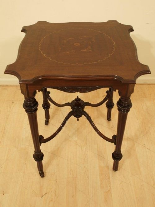 A Mahogany Late Victorian Inlaid Occasional Table