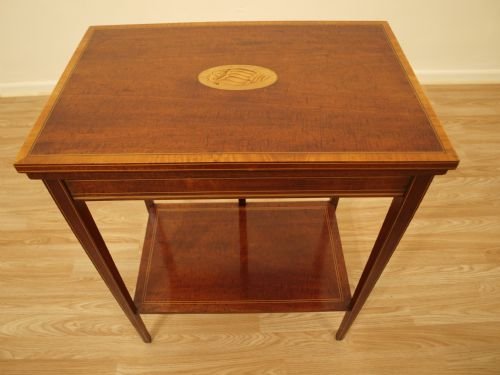 A Mahogany and Satinwood Edwardian Period Card/games Table