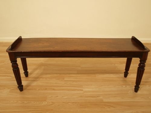 A Solid Mahogany Regency Period Hall Bench/window Seat