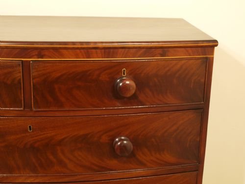 fig 1. A Beautiful Large Mahogany Regency Period Bow Front Chest Drawers