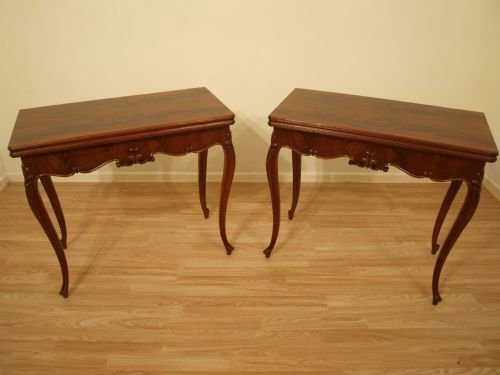 A Pair of Mahogany 19th Century Fold Over Card Tables