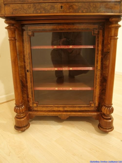 fig 1. A Superb Quality Burr Walnut Victorian Davenport/Music Cabinet