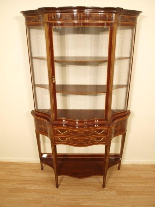 A Stunning Victorian Period Mahogany Inlaid Display Cabinet by Edwards & Roberts