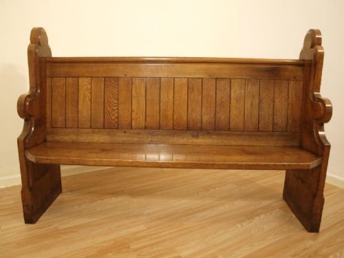 An Oak Gothic Revival Victorian Church Pew