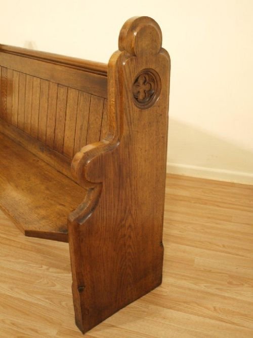 fig 1. An Oak Gothic Revival Victorian Church Pew
