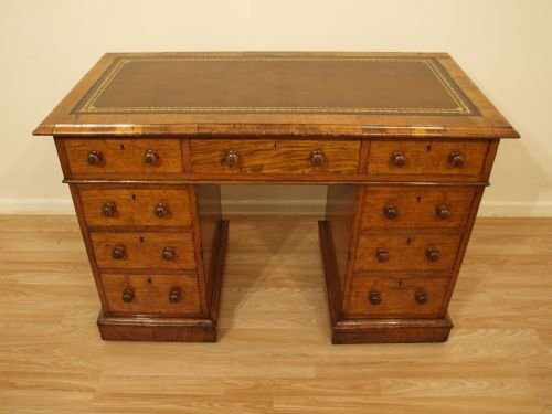 A Beautiful Pollard Oak Victorian Antique Pedestal Desk