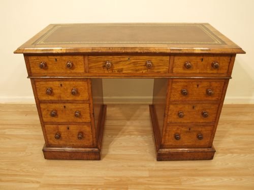 fig 1. A Beautiful Pollard Oak Victorian Antique Pedestal Desk