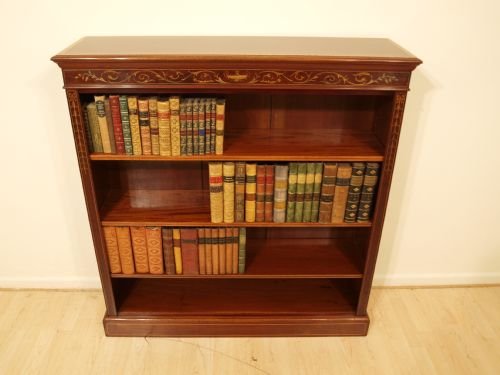 fig 1. A Beautiful Mahogany Inlaid Victorian Open Bookcase
