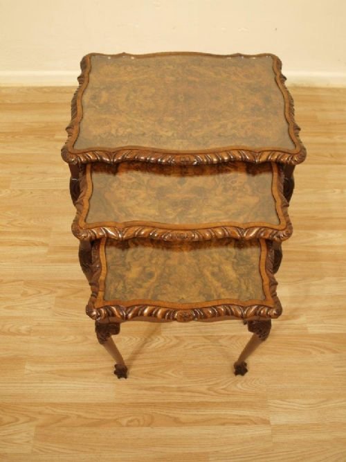 A Burr Walnut Antique Nest of Tables