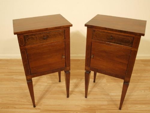 A Pair of Walnut Dutch Bedside Cabinets