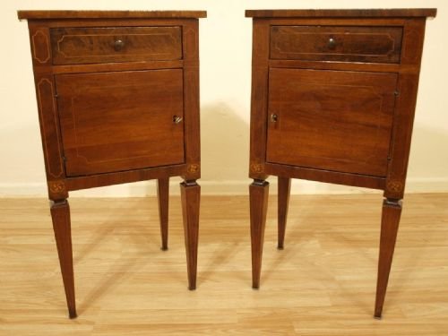 fig 1. A Pair Of Walnut Dutch Bedside Cabinets