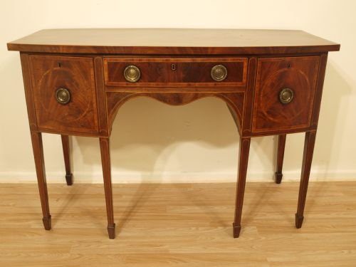 A Mahogany George III Period Sheraton Bow Front Sideboard