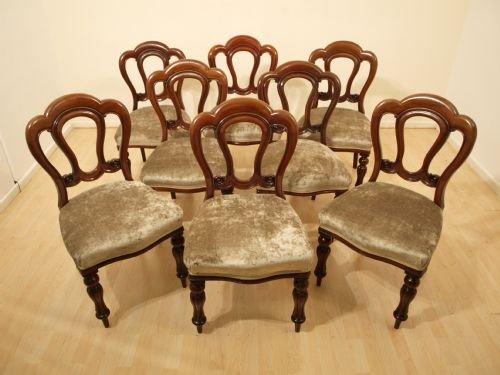A Set of 8 Mahogany Early Victorian Dining Chairs