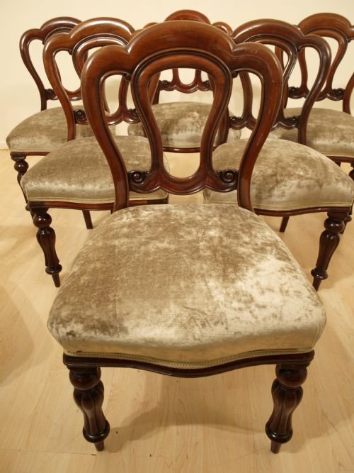 fig 1. A Set Of 8 Mahogany Early Victorian Dining Chairs