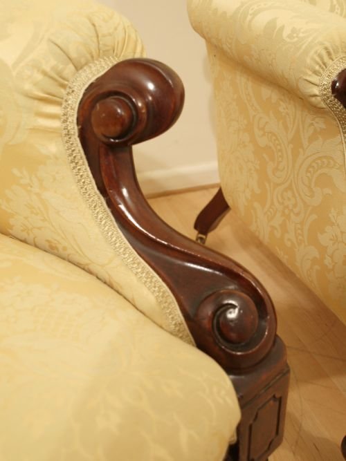fig 1. A Beautiful Pair Of Victorian Gents And Ladies Armchairs