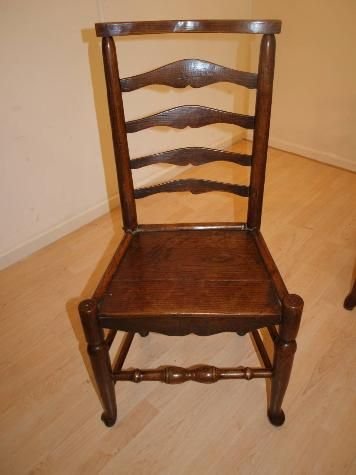 fig 1. A Good Harlequin Set Of 4 Lancashire Ladder back Chairs