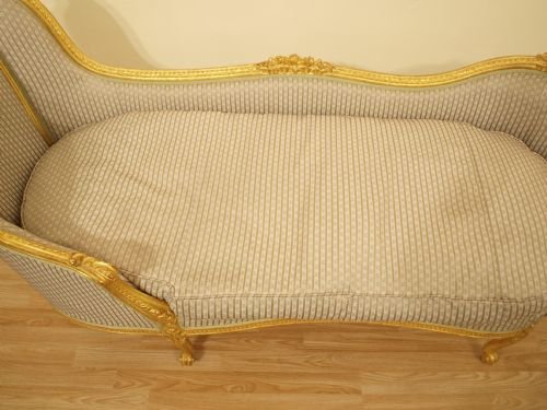 fig 1. A Stunning Quality Carved Gilt Wood French Chaise Longue