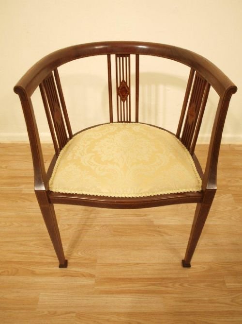 A Mahogany Inlaid Edwardian Period Tub Chair
