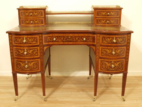 fig 1. A Stunning Mahogany Inlaid Late Victorian Desk By Edwards & Roberts