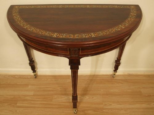 A Stunning Quality Rosewood Late Victorian Fold Over Games Table by Gillows of Lancaster