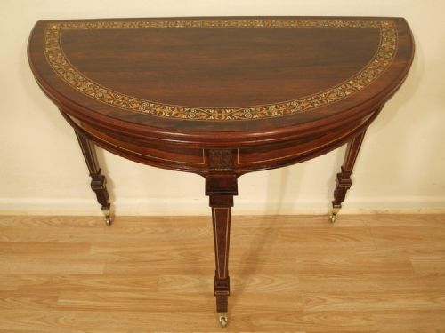 fig 1. A Stunning Quality Rosewood Late Victorian Fold Over Games Table By Gillows Of Lancaster