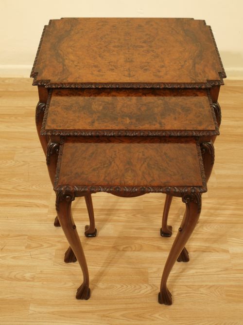 A Queen Anne Style Nest of Three Walnut Tables